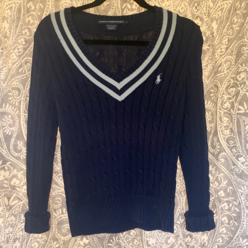 Vintage Ralph Lauren Cable Knit V-Neck Sweater